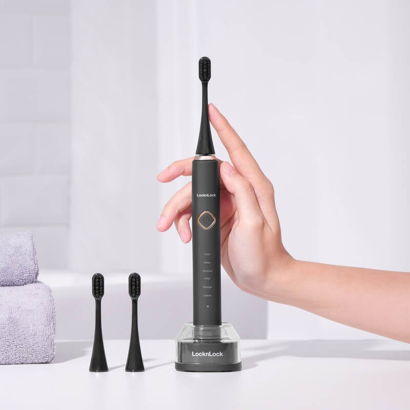 Bàn Chải Đánh Răng Điện LocknLock, Electric Toothbrush Dc3.7V, 3W, Sạc Không Dây - Màu Đen - ENR636BLK, , large image number null